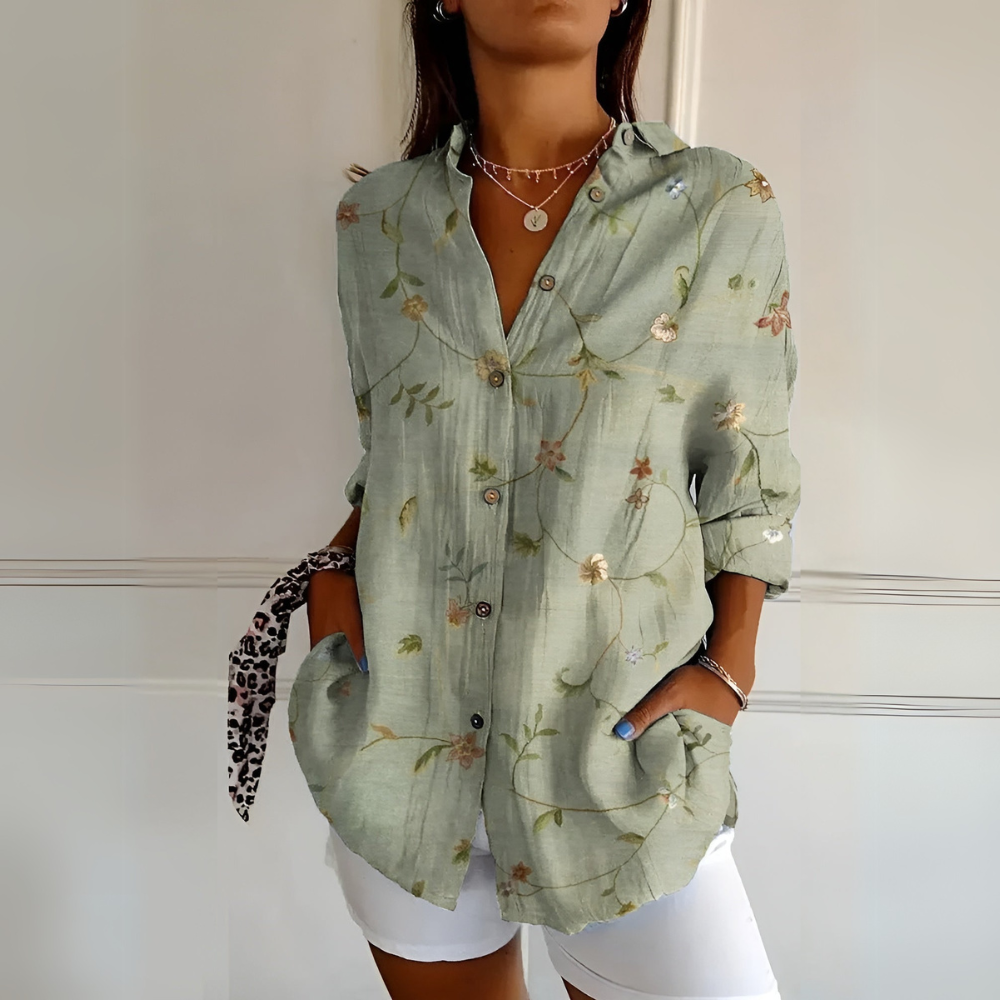 Mira™ | Dames Blouse met Bloemenprint en Knoopsluiting